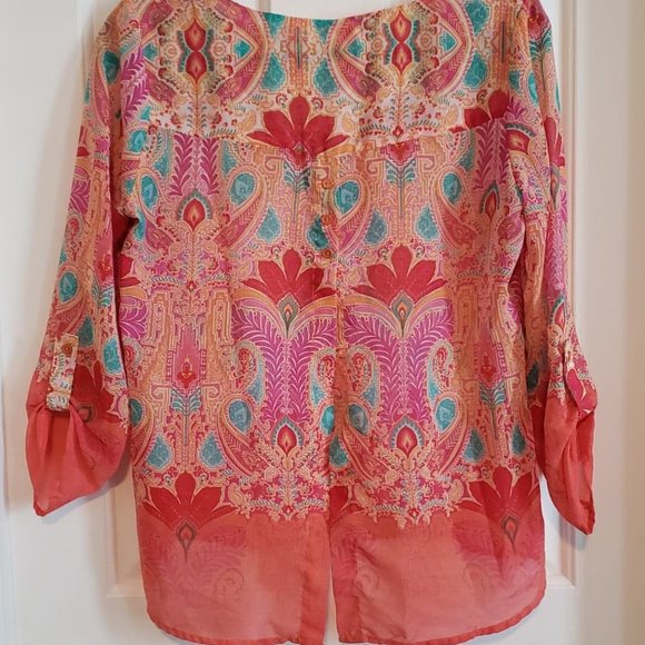 Patterned orange blouse - Picture 4 of 5